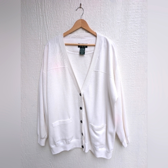 Vintage Hunt Club White Retro Button Front Sweatshirt Cardigan With Pockets 2X - Picture 1 of 4